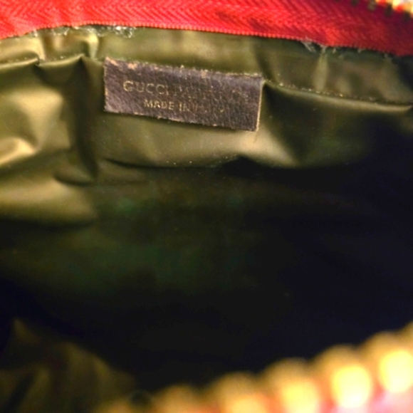 GUCCI Beige & Brown VINTAGE Ophidia Bag W Classic GG Monogram & Red/Green Stripe - Picture 8 of 8